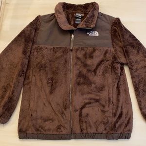 NORTH FACE Dark Brown Furry Fleece Jacket L 14/16